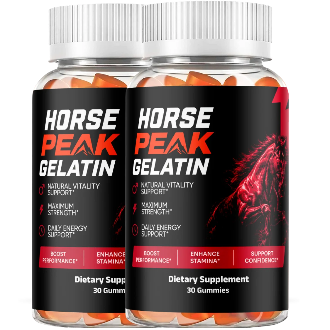 Horse Peak Gelatin gummy supplement bottles